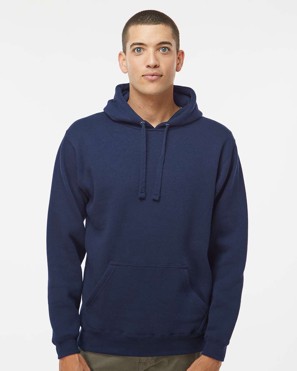 Men's Premium Hooded Sweatshirt - OnModelFront - B22228682 - True Navy