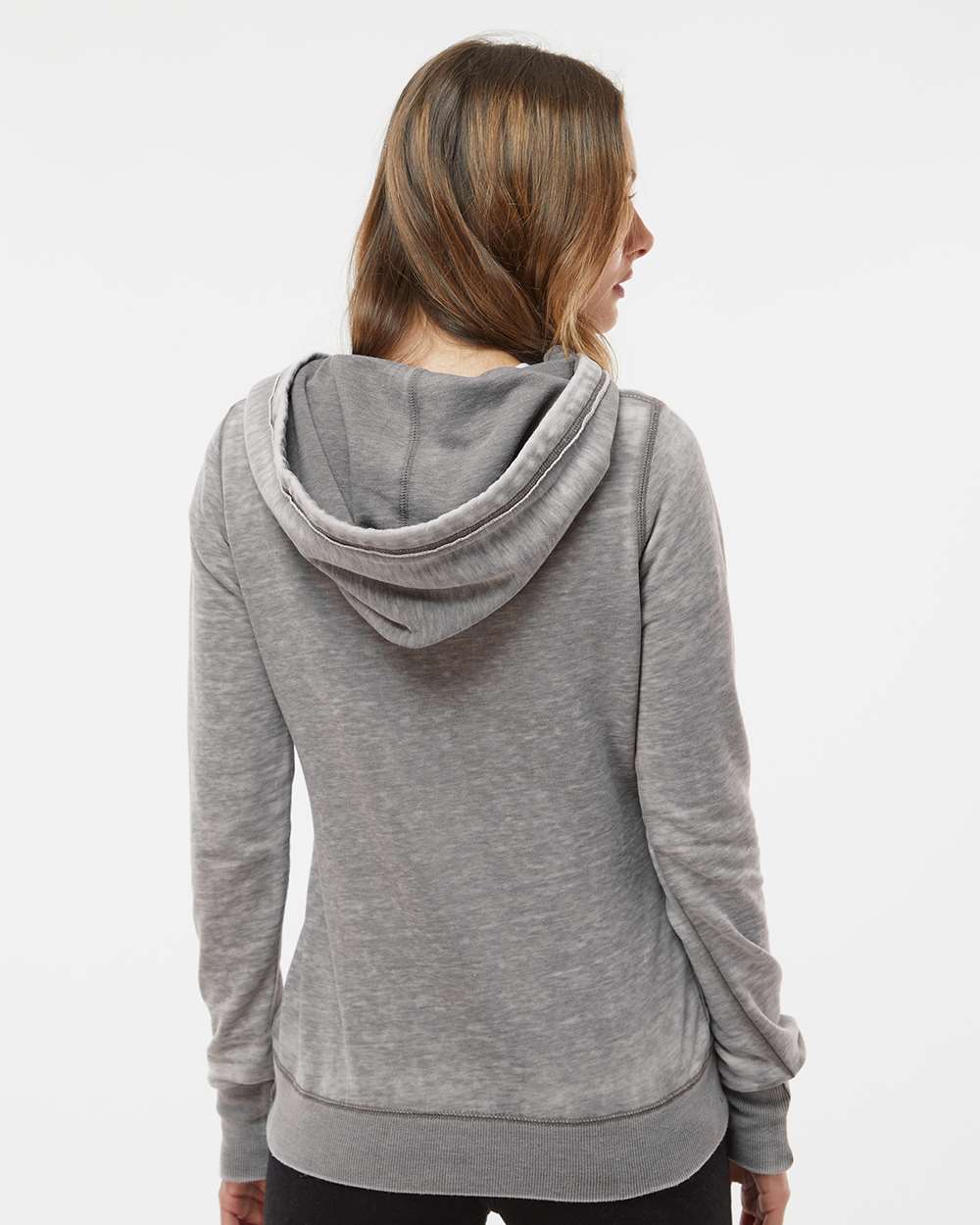 Women's Zen Fleece Hooded Sweatshirt - OnModelBack - B20328092 - Cement