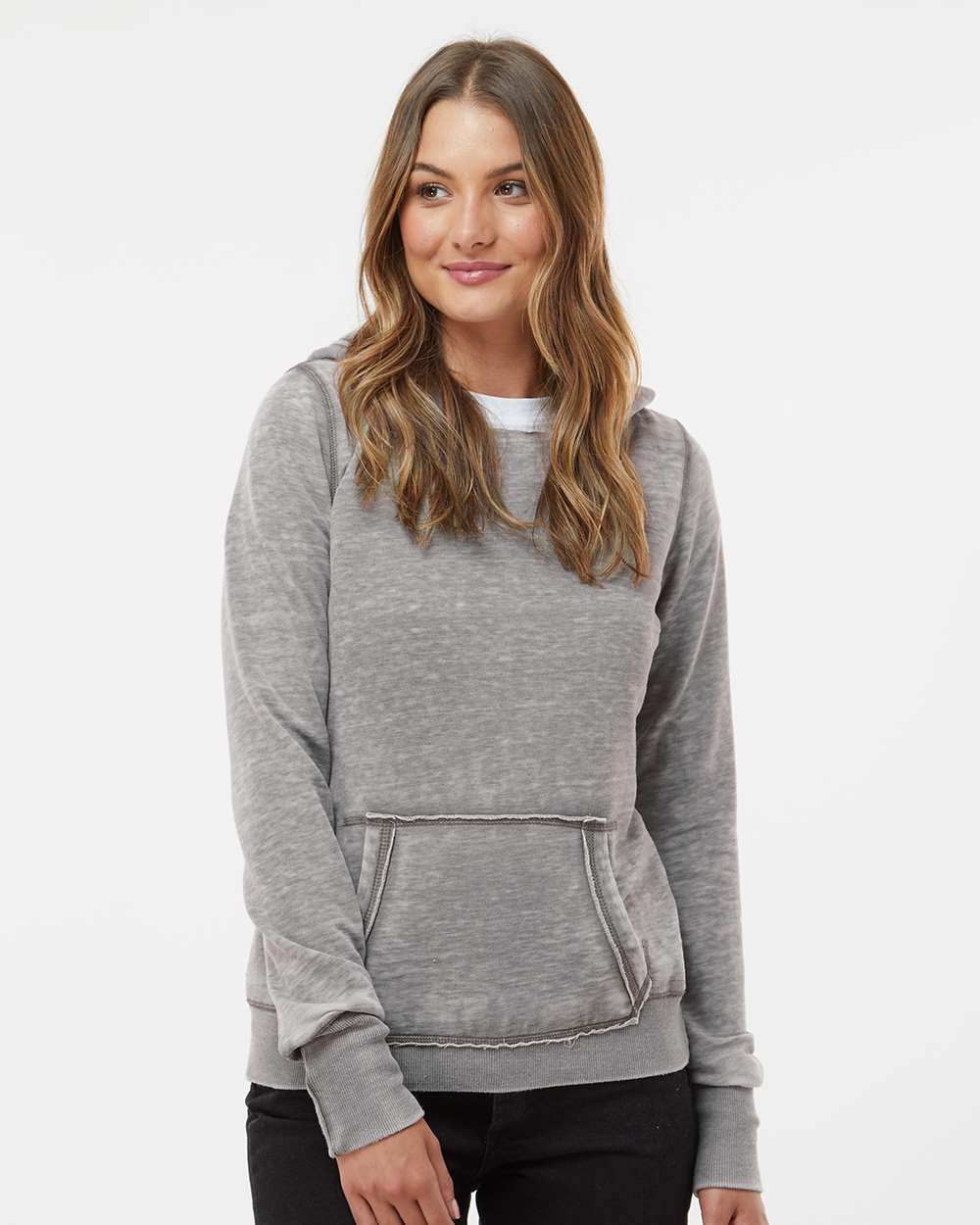 Women's Zen Fleece Hooded Sweatshirt - OnModelFront - B20328092 - Cement