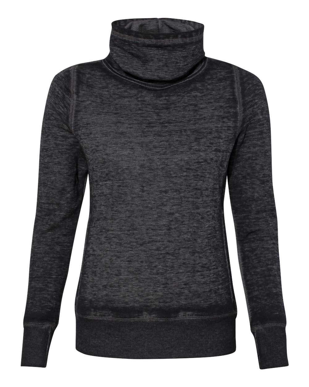 Women’s Zen Fleece Cowl Neck Sweatshirt - Front - B33128503 - Twisted Black