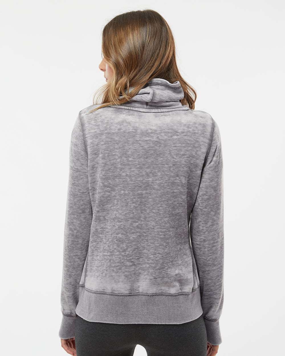 Women’s Zen Fleece Cowl Neck Sweatshirt - OnModelBack - B33128093 - Cement