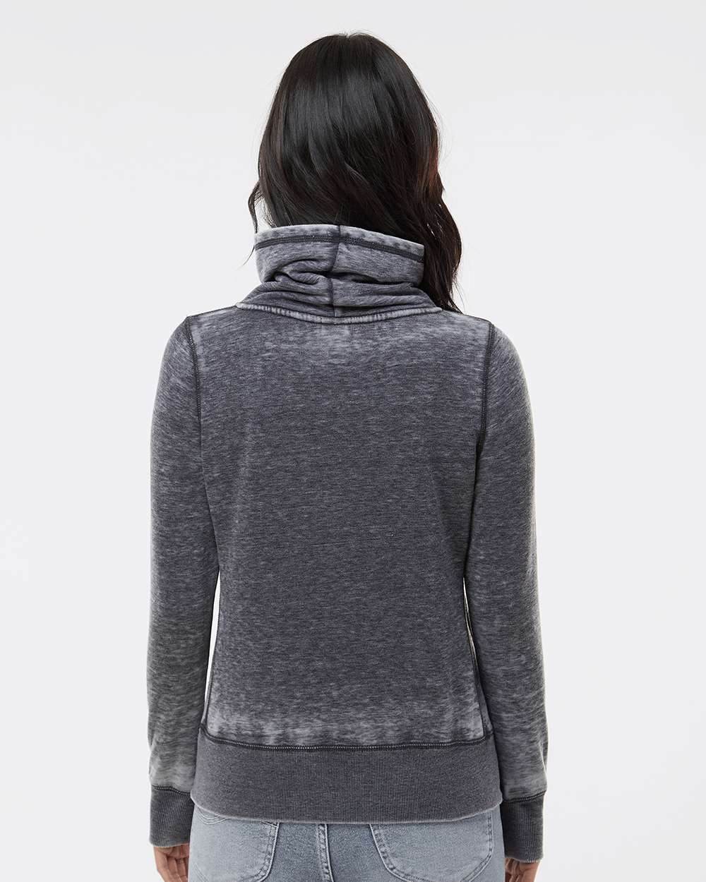 Women’s Zen Fleece Cowl Neck Sweatshirt - OnModelBack - B33128133 - Dark Smoke
