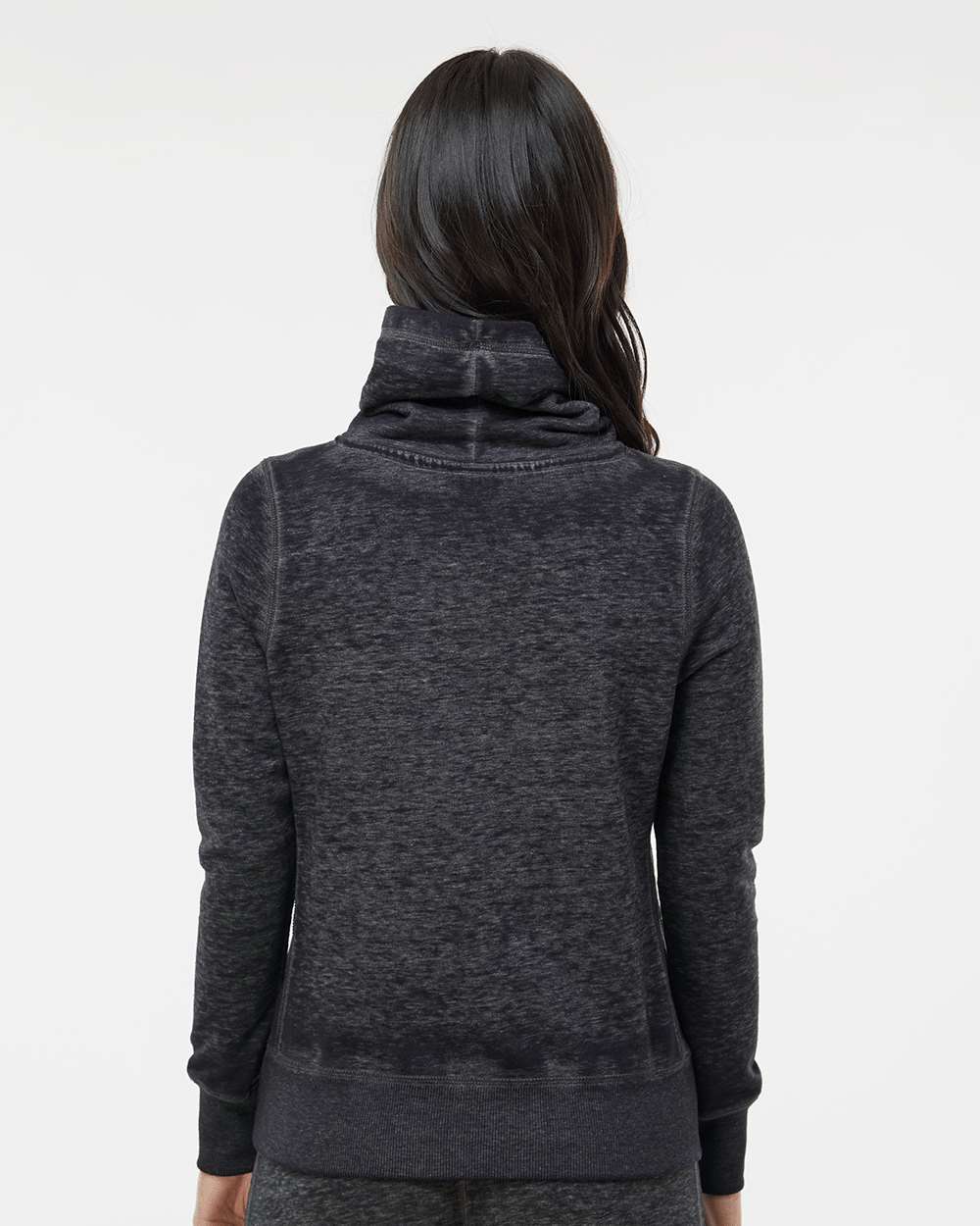 Women’s Zen Fleece Cowl Neck Sweatshirt - OnModelBack - B33128503 - Twisted Black