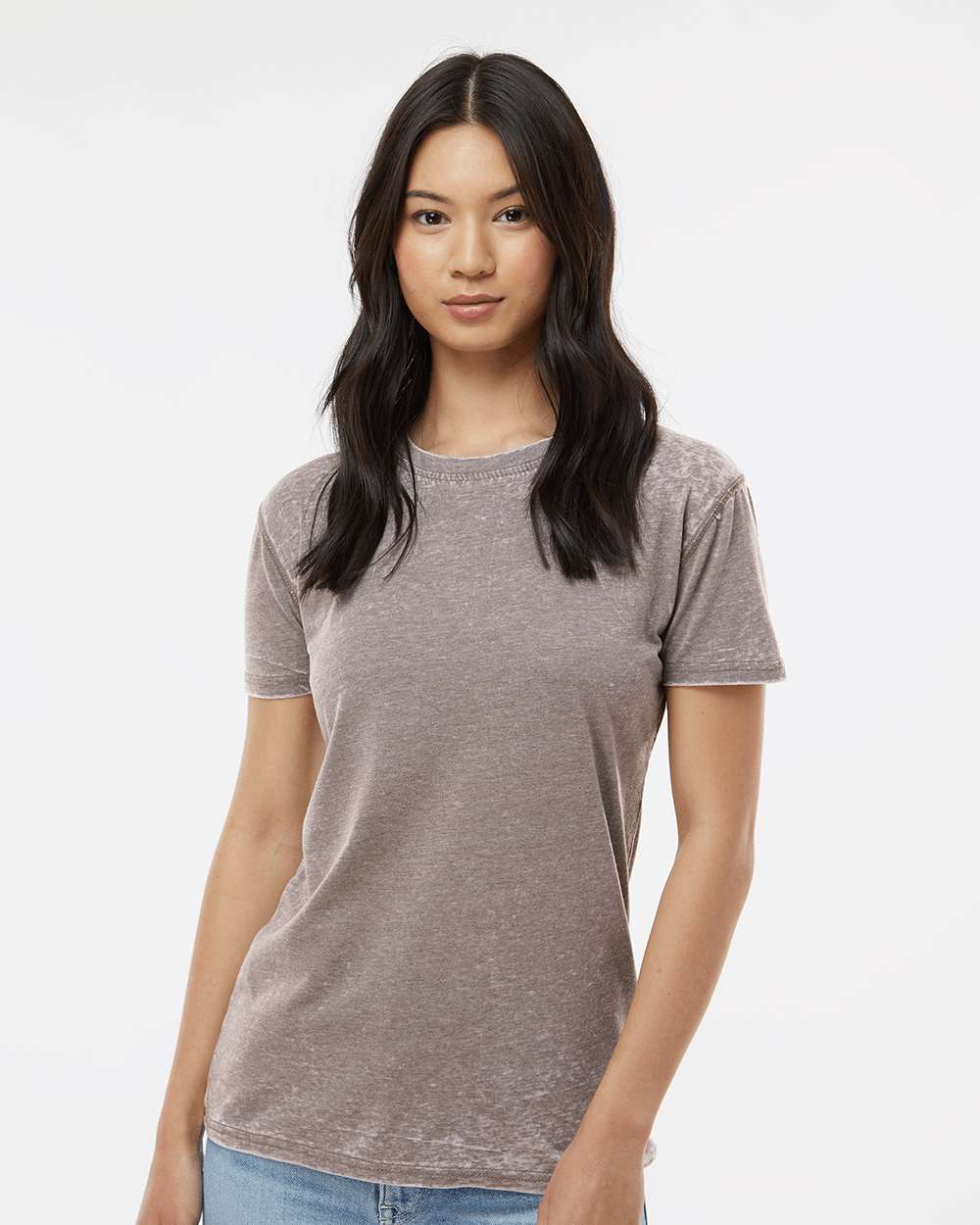 Women’s Zen Jersey T-Shirt - OnModelFront - B10828093 - Cement