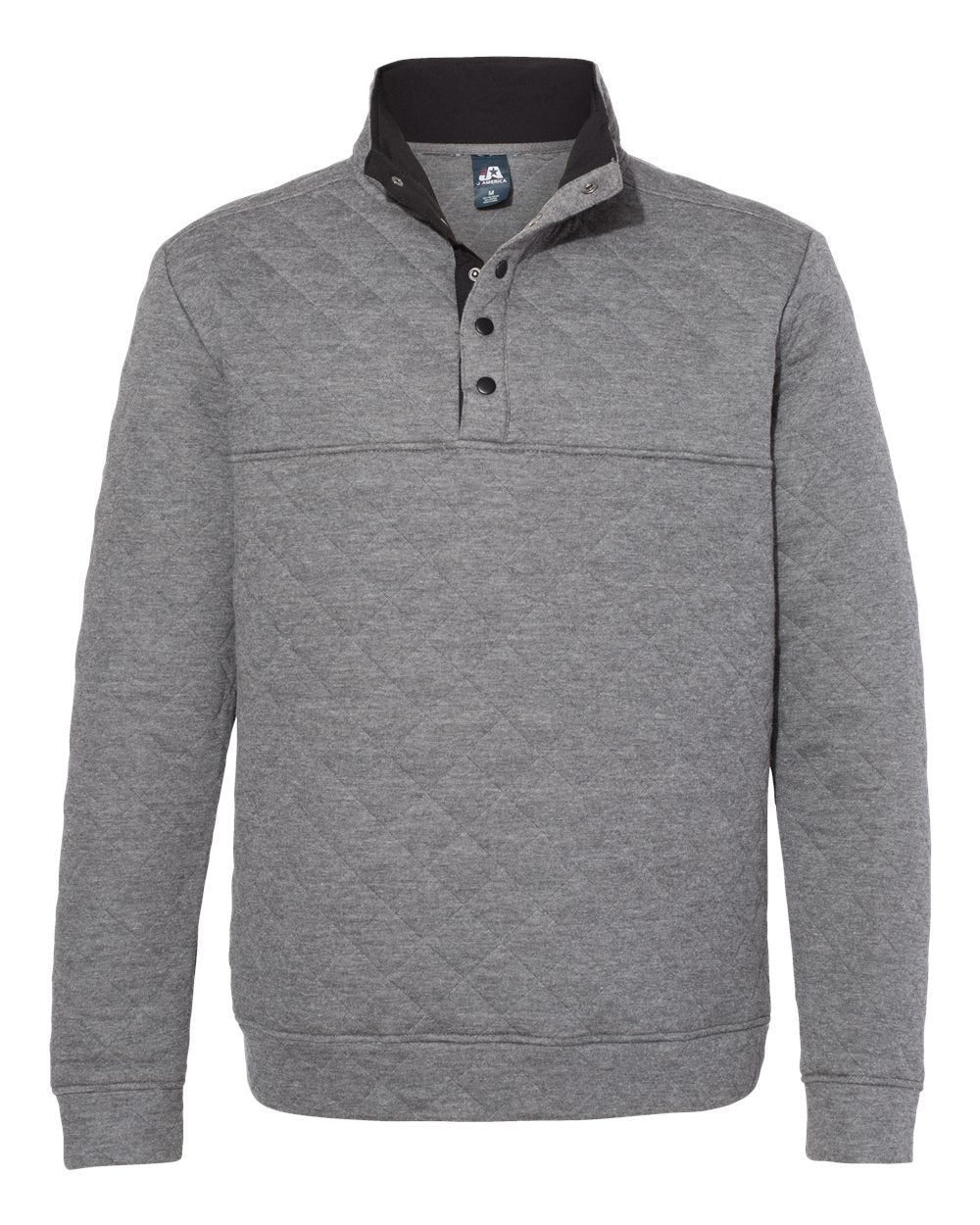 Men's Quilted Snap Pullover - Front - B11428093 - Charcoal Heather