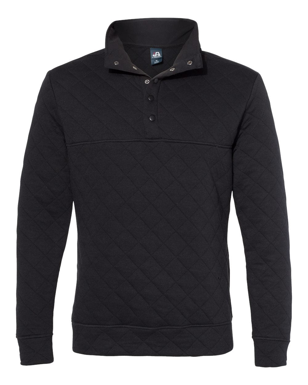 Men's Quilted Snap Pullover - Front - B11428503 - Black