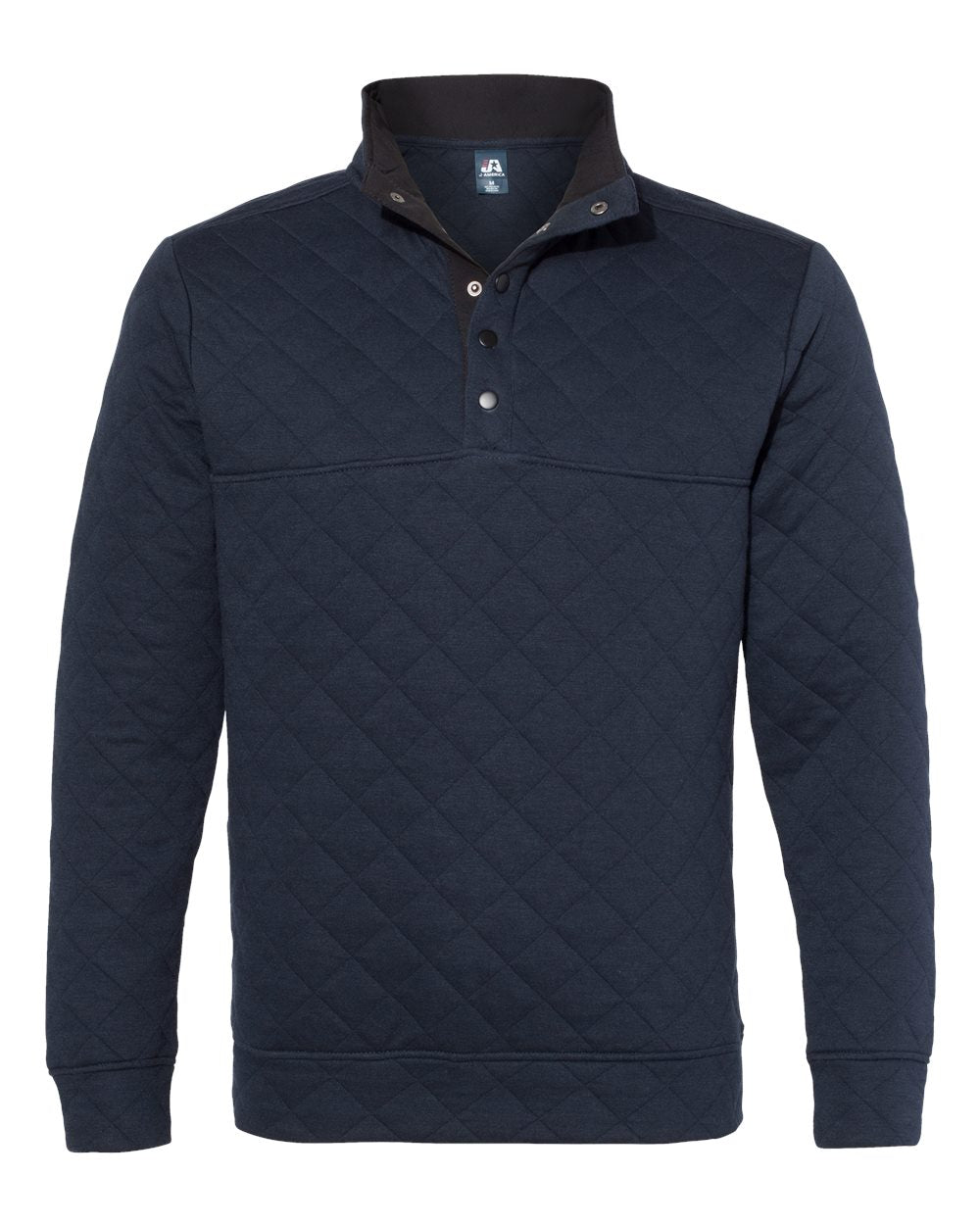 Men's Quilted Snap Pullover - Front - B11428653 - Navy