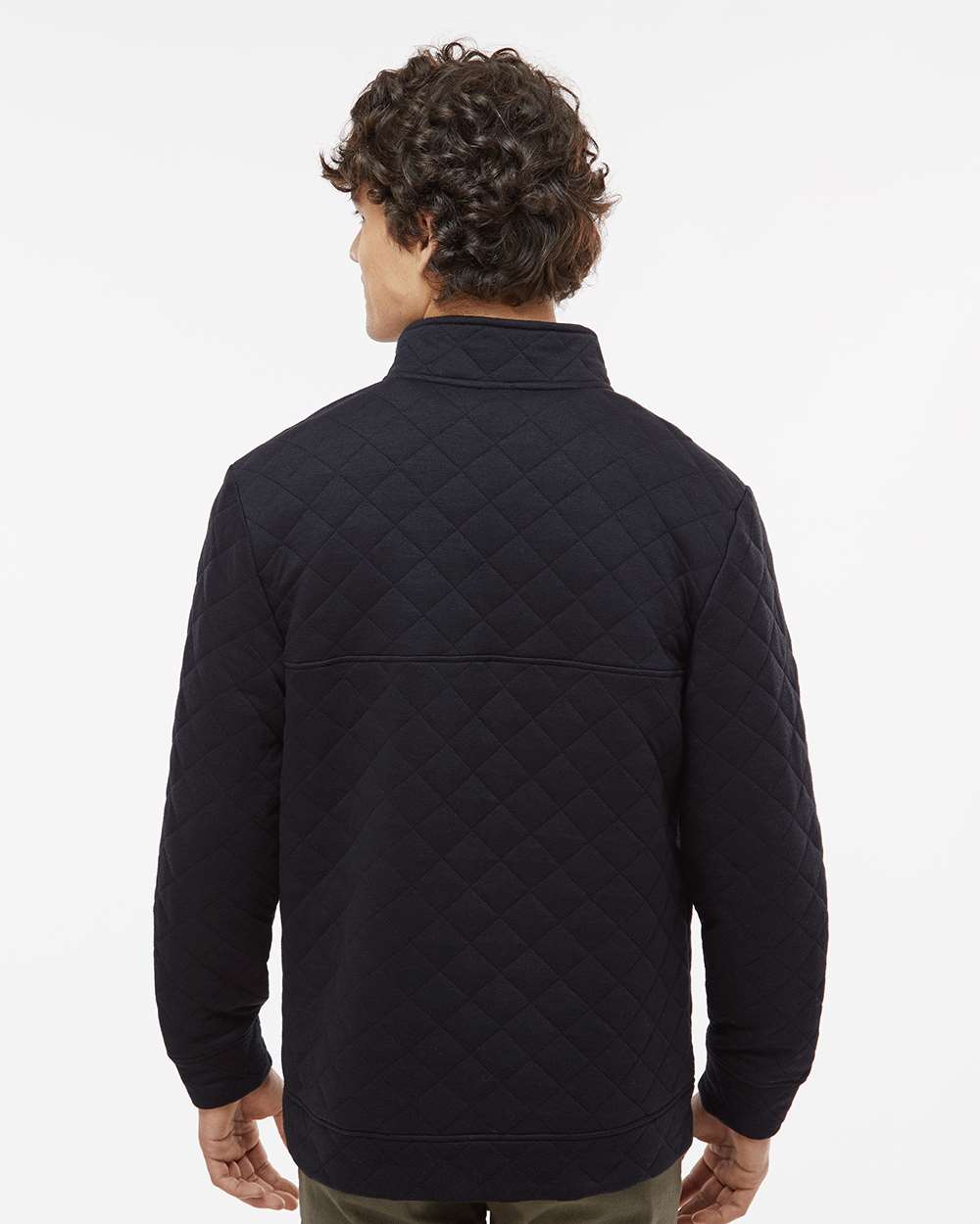 Men's Quilted Snap Pullover - OnModelBack - B11428503 - Black