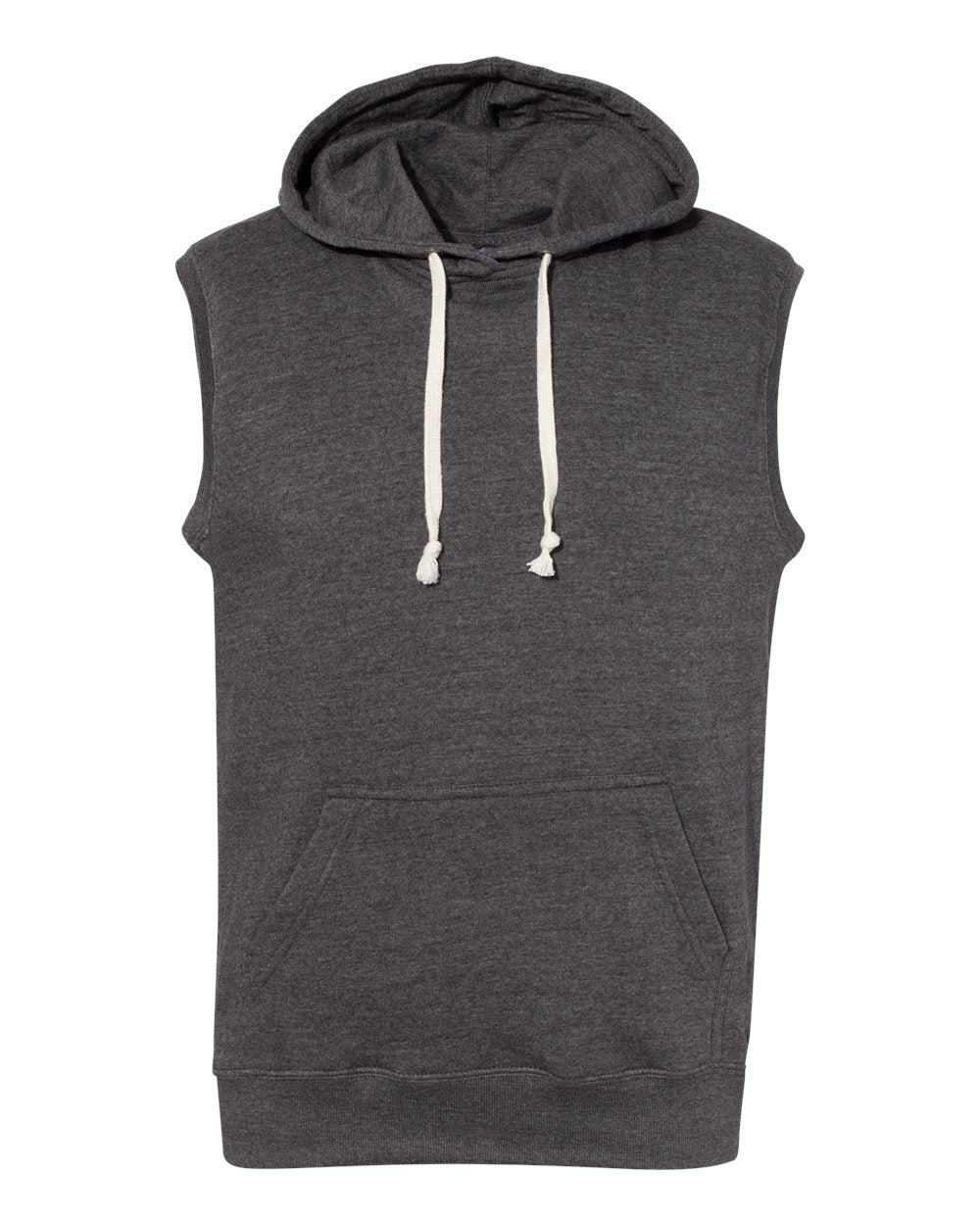 Men's Triblend Sleeveless Hooded Sweatshirt - Front - B11628503 - Black Triblend