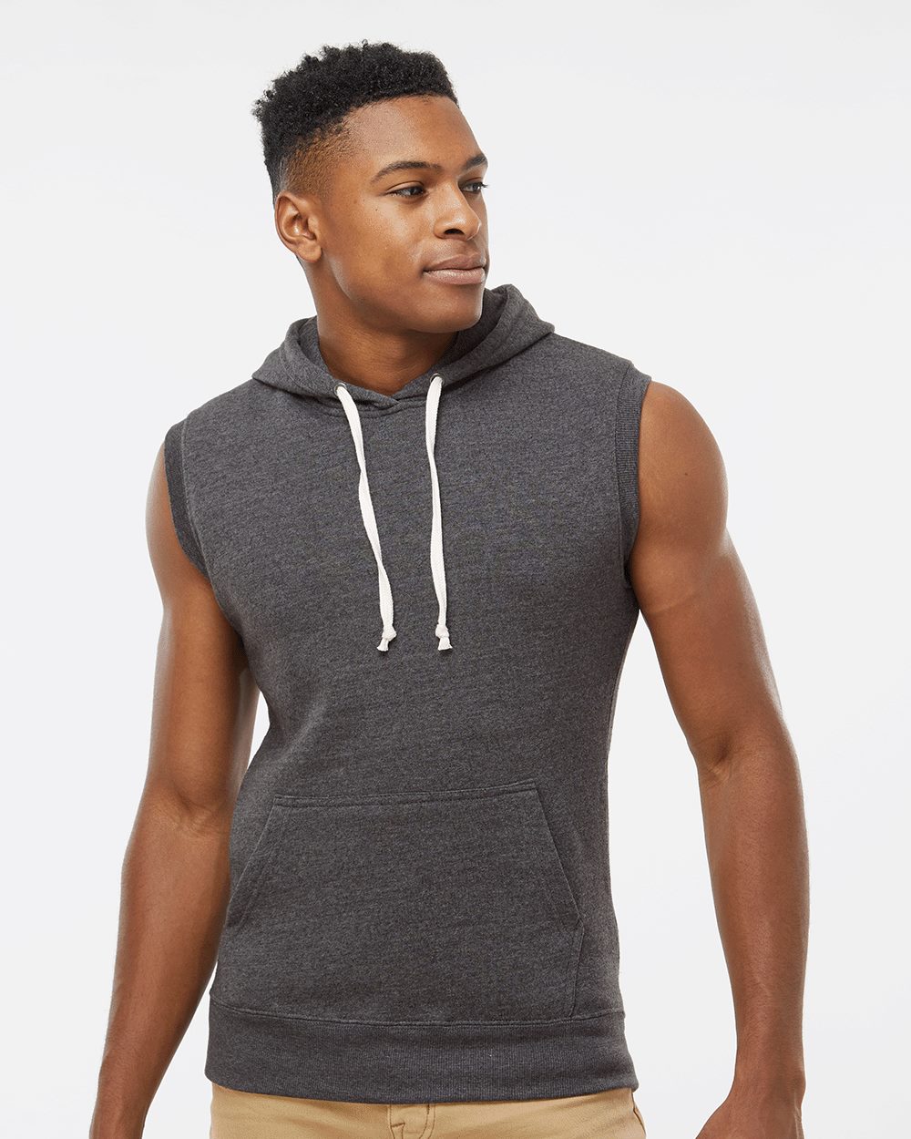 Men's Triblend Sleeveless Hooded Sweatshirt - styleImage