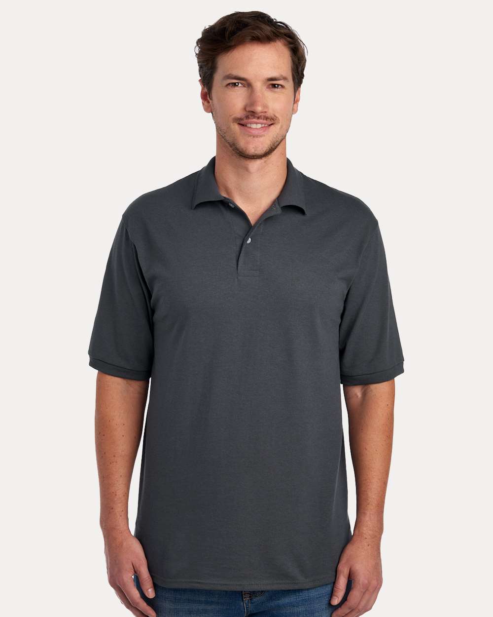 Men's Dri-Power® Polo - OnModelFront - B02235093 - Charcoal Grey