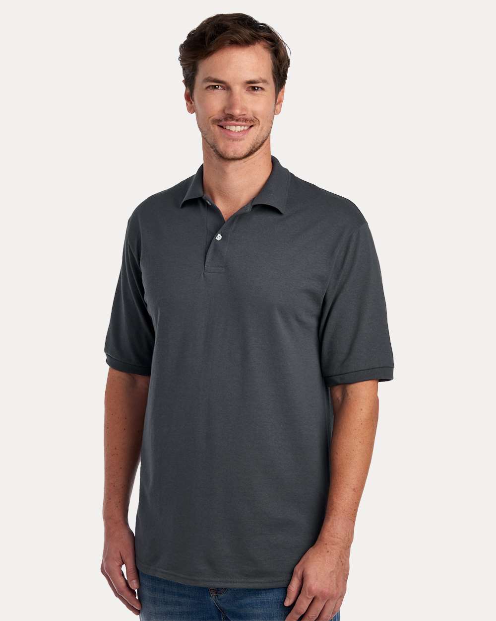 Men's Dri-Power® Polo - OnModelSide - B02235093 - Charcoal Grey