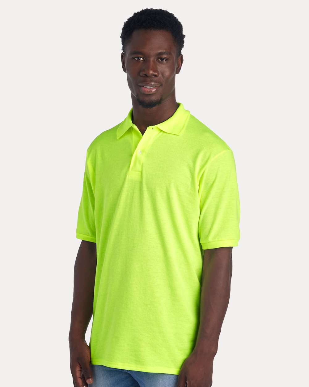Men's Dri-Power® Polo - OnModelSide - B02235163 - Safety Green