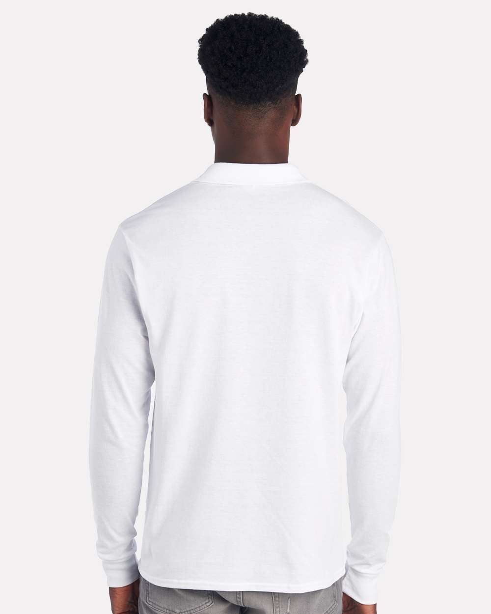 Men's Dri-Power® Long Sleeve Polo - OnModelBack - B02335003 - White