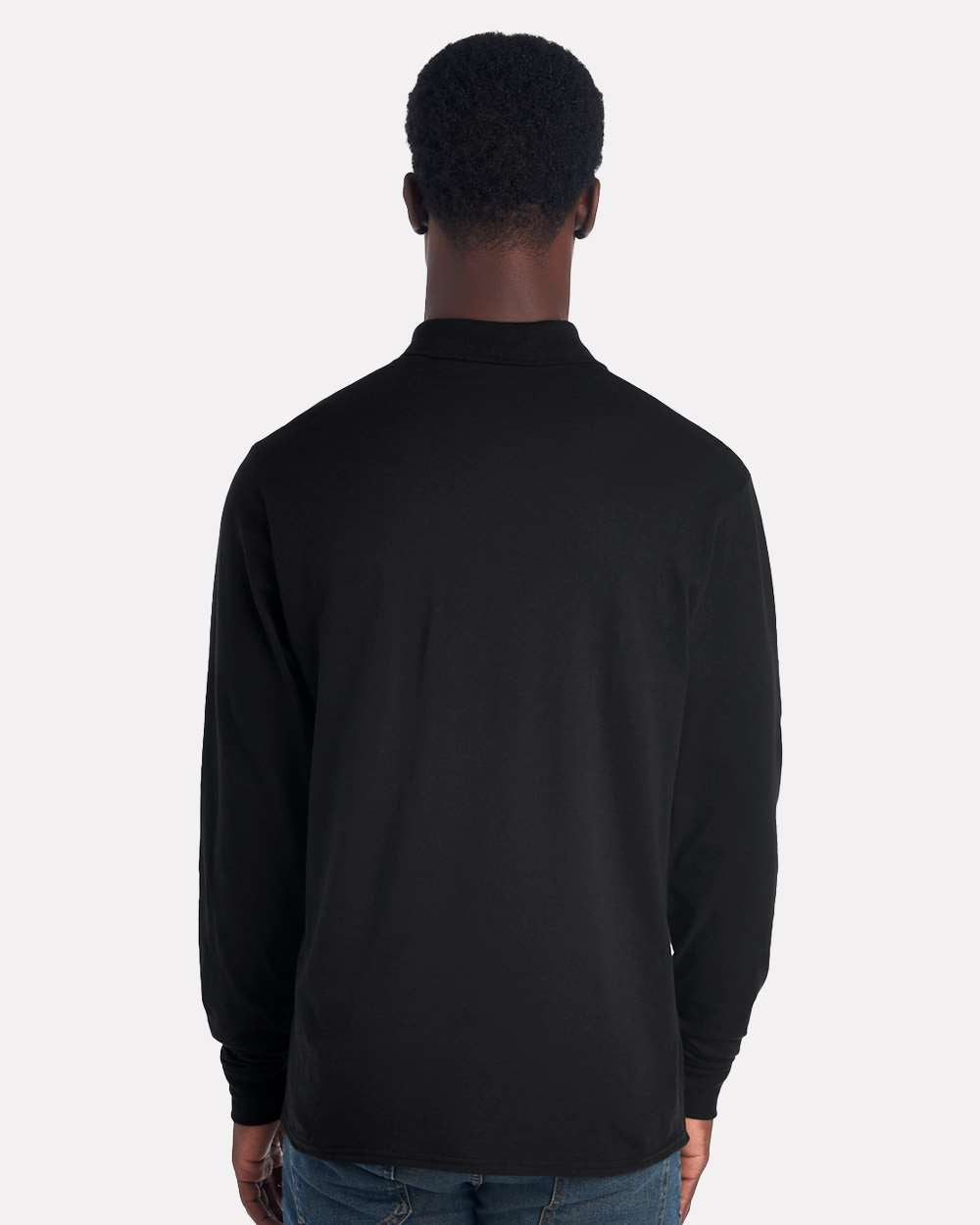 Men's Dri-Power® Long Sleeve Polo - OnModelBack - B02335503 - Black