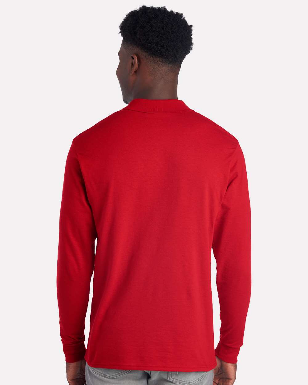 Men's Dri-Power® Long Sleeve Polo - OnModelBack - B02335703 - True Red