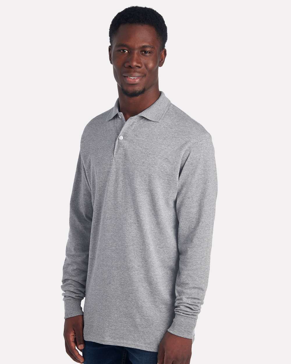 Men's Dri-Power® Long Sleeve Polo - OnModelSide - B02335583 - Oxford