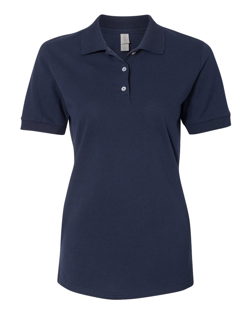 Women's 100% Ring-Spun Cotton Piqué Polo - Front - B54435653 - J. Navy