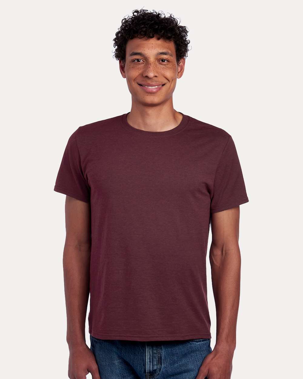 Premium Blend Ring-Spun T-Shirt - OnModelFront - B52035533 - Maroon Heather