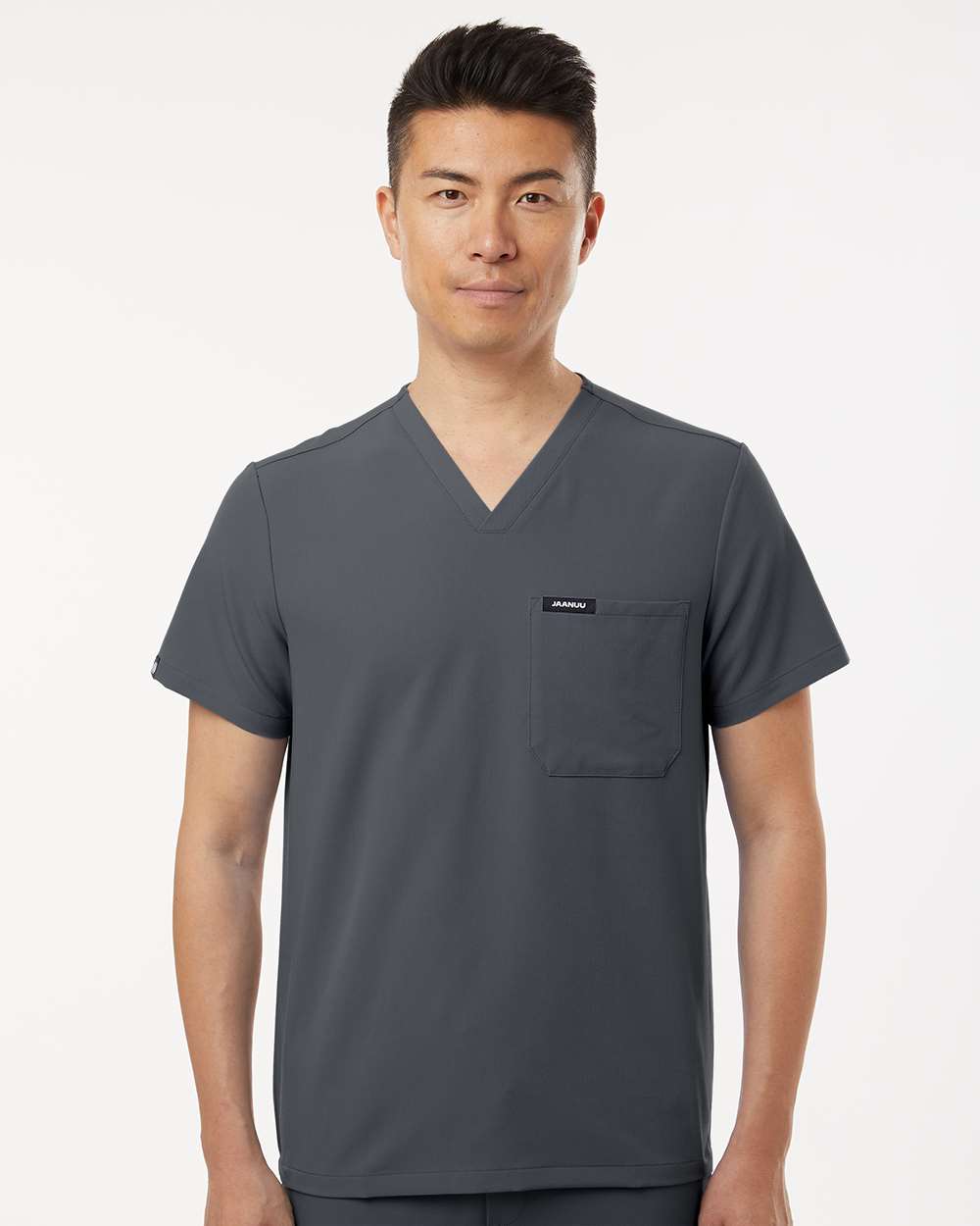 Men's Holmes Everyday 1-Pocket Scrub V-Neck Top - OnModelFront - B00045092 - Carbon Grey