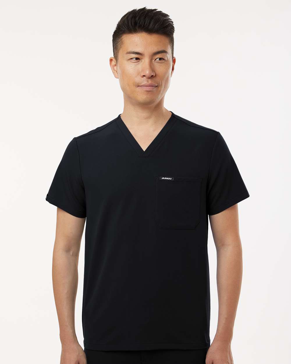 Men's Holmes Everyday 1-Pocket Scrub V-Neck Top - OnModelFront - B00045502 - Black