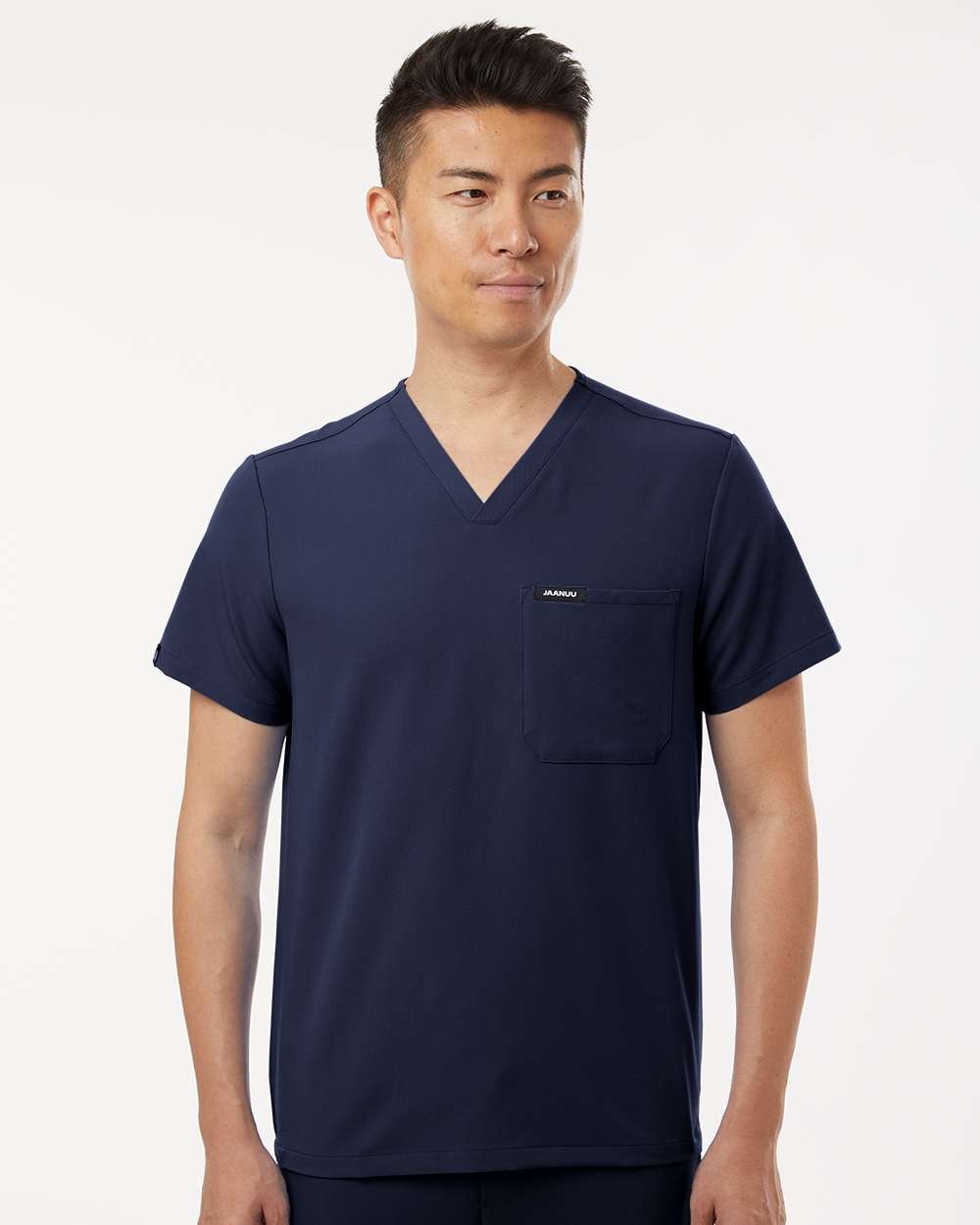Men's Holmes Everyday 1-Pocket Scrub V-Neck Top - OnModelFront - B00045652 - Midnight Navy