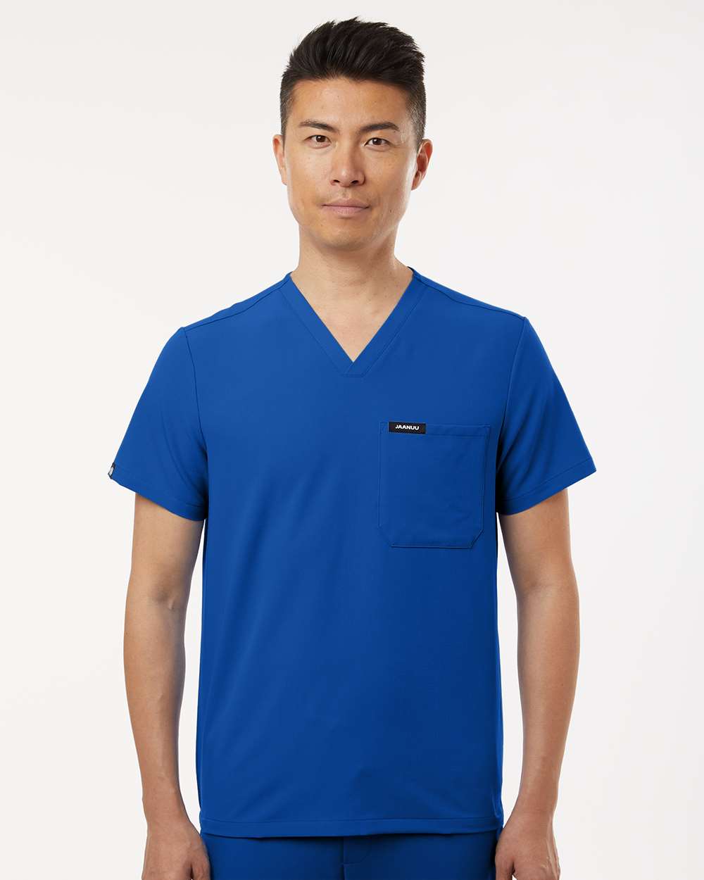 Men's Holmes Everyday 1-Pocket Scrub V-Neck Top - OnModelFront - B00045752 - Royal Blue