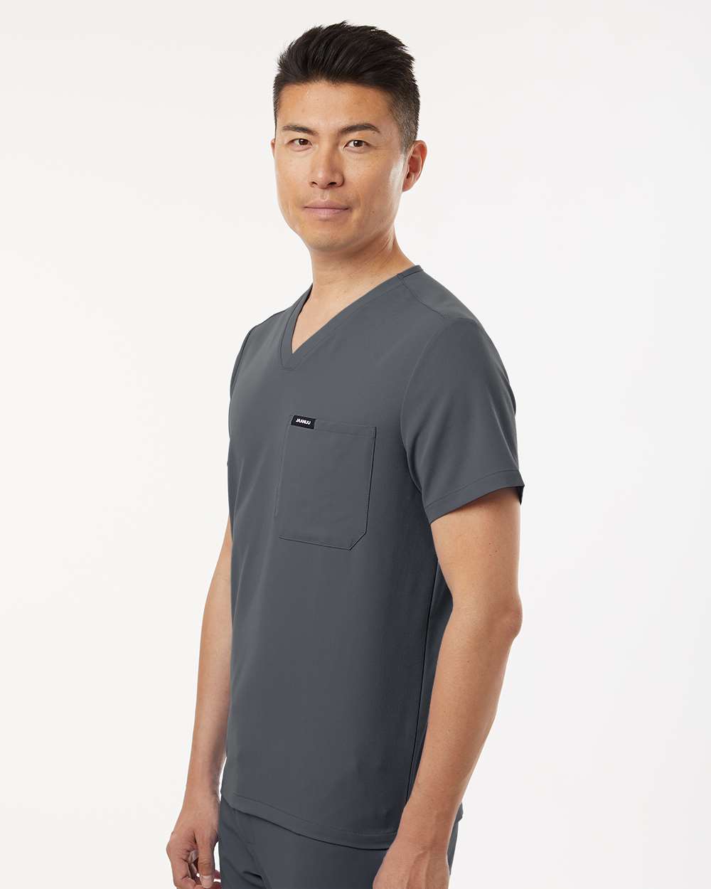 Men's Holmes Everyday 1-Pocket Scrub V-Neck Top - OnModelSide - B00045092 - Carbon Grey
