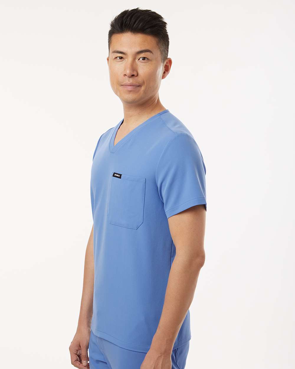 Men's Holmes Everyday 1-Pocket Scrub V-Neck Top - OnModelSide - B00045252 - Ceil Blue