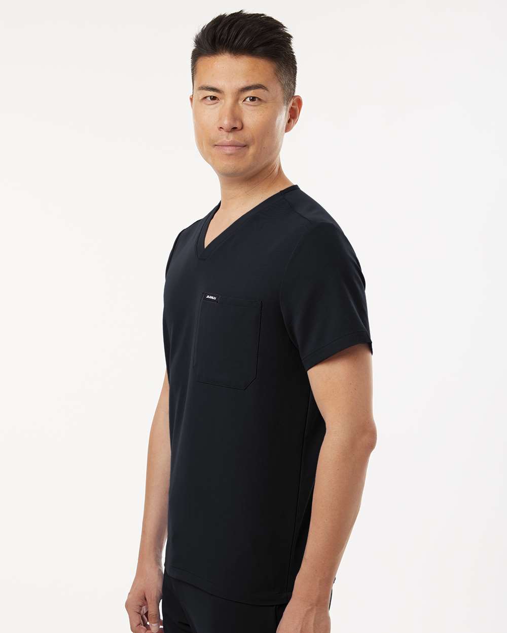 Men's Holmes Everyday 1-Pocket Scrub V-Neck Top - OnModelSide - B00045502 - Black