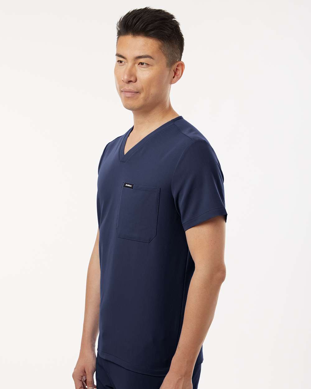 Men's Holmes Everyday 1-Pocket Scrub V-Neck Top - OnModelSide - B00045652 - Midnight Navy
