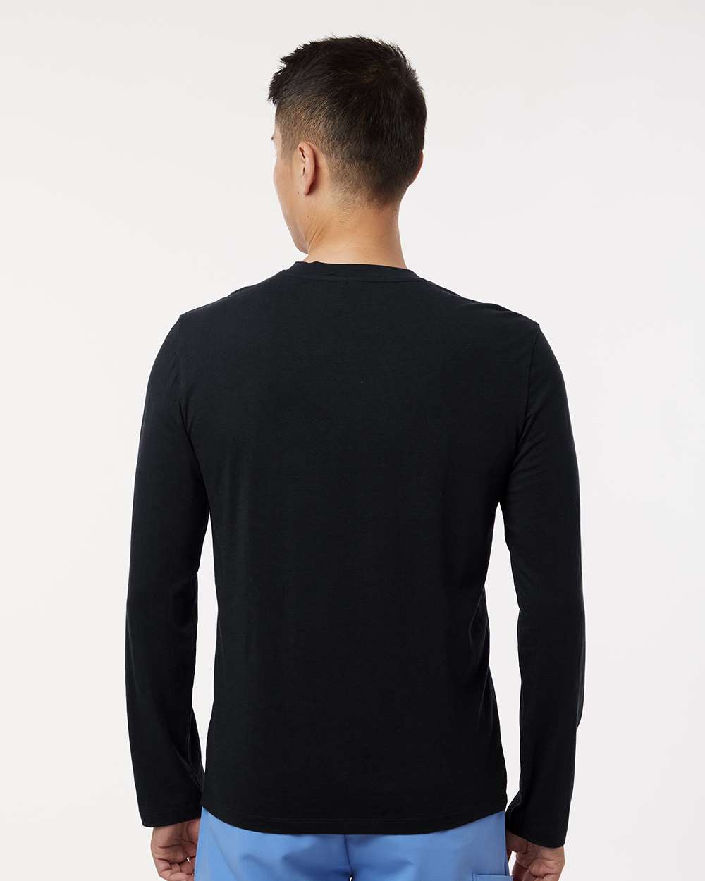 Men's RegenX Cotton Underscrub Long Sleeve T-Shirt - OnModelBack - B00445502 - Black