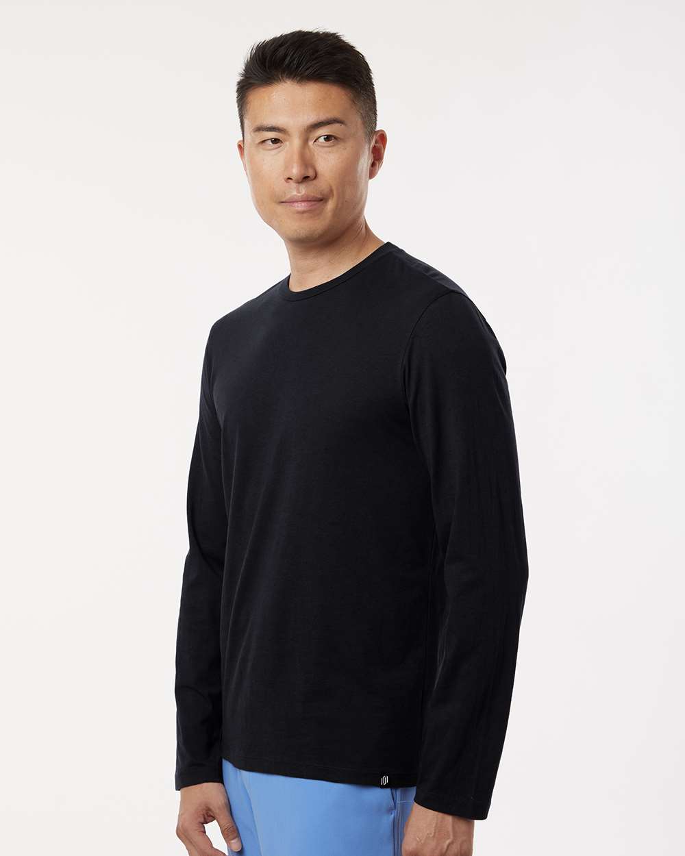 Men's RegenX Cotton Underscrub Long Sleeve T-Shirt - OnModelSide - B00445502 - Black