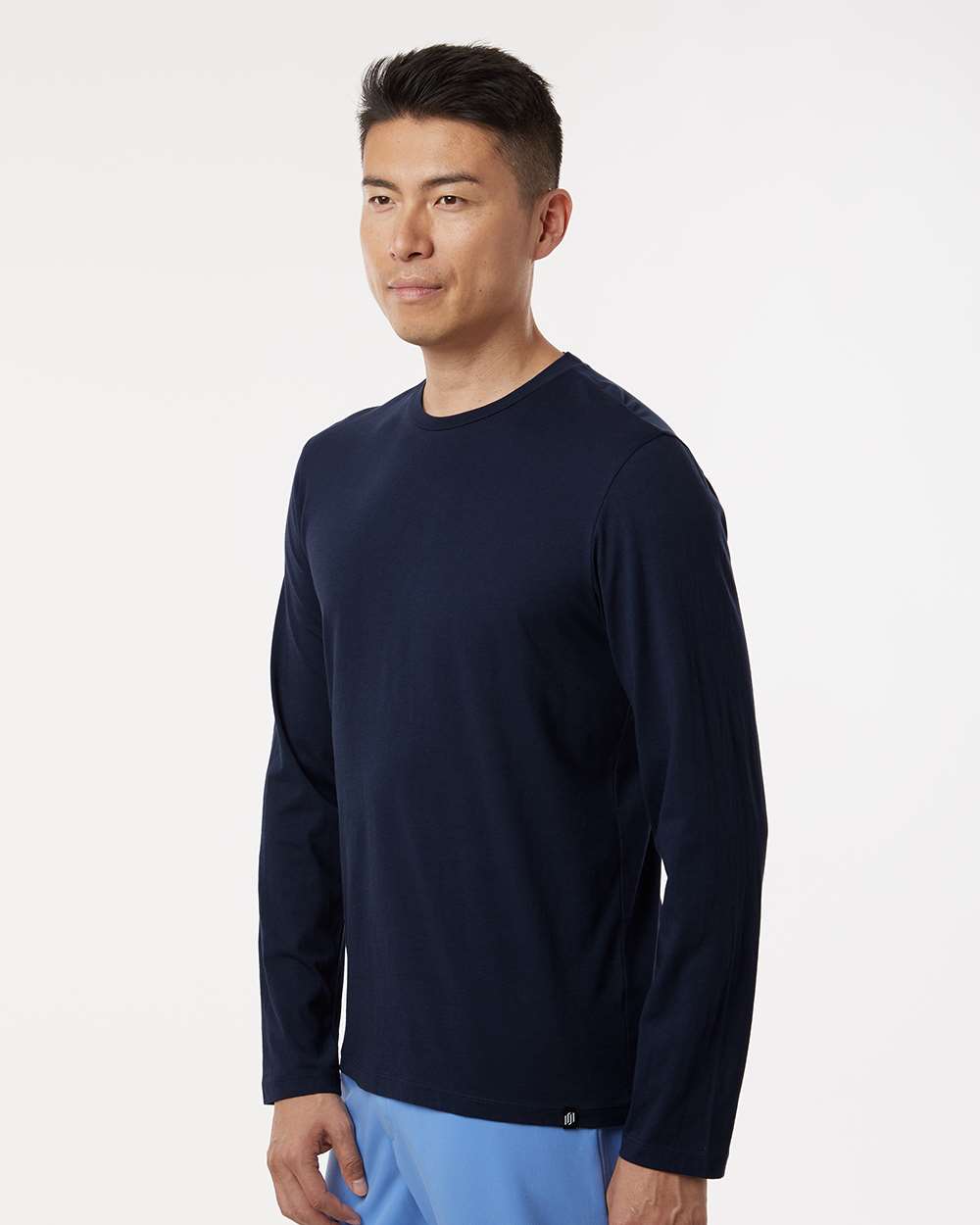 Men's RegenX Cotton Underscrub Long Sleeve T-Shirt - OnModelSide - B00445652 - Midnight Navy