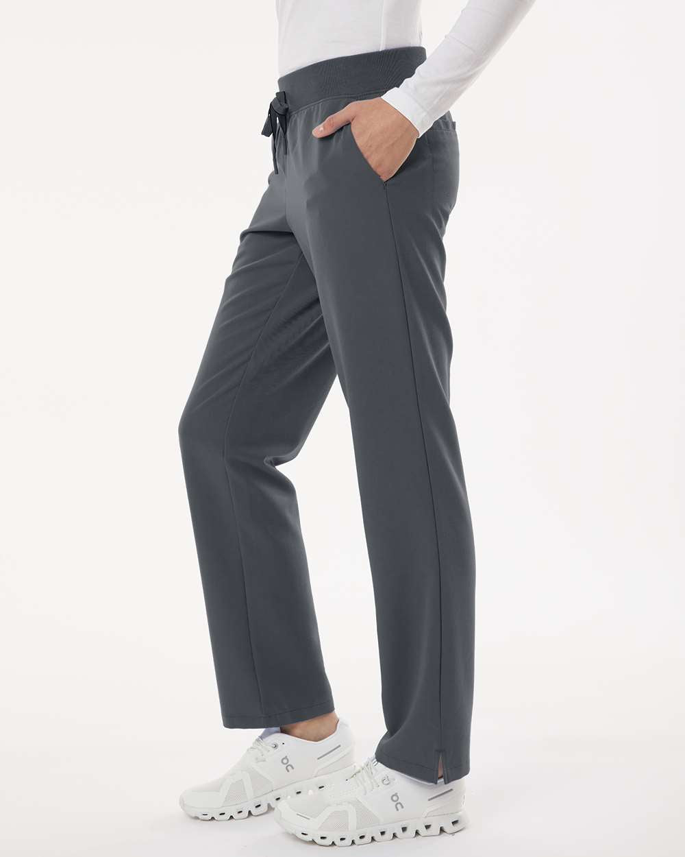 Women's Xenos Essential Knit-Waist Scrub Pants - OnModelSide - B00845091 - Carbon Grey