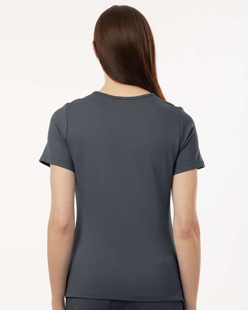 Women's Cesi Ultrasoft Scrub V-Neck Top - OnModelBack - B01145091 - Carbon Grey
