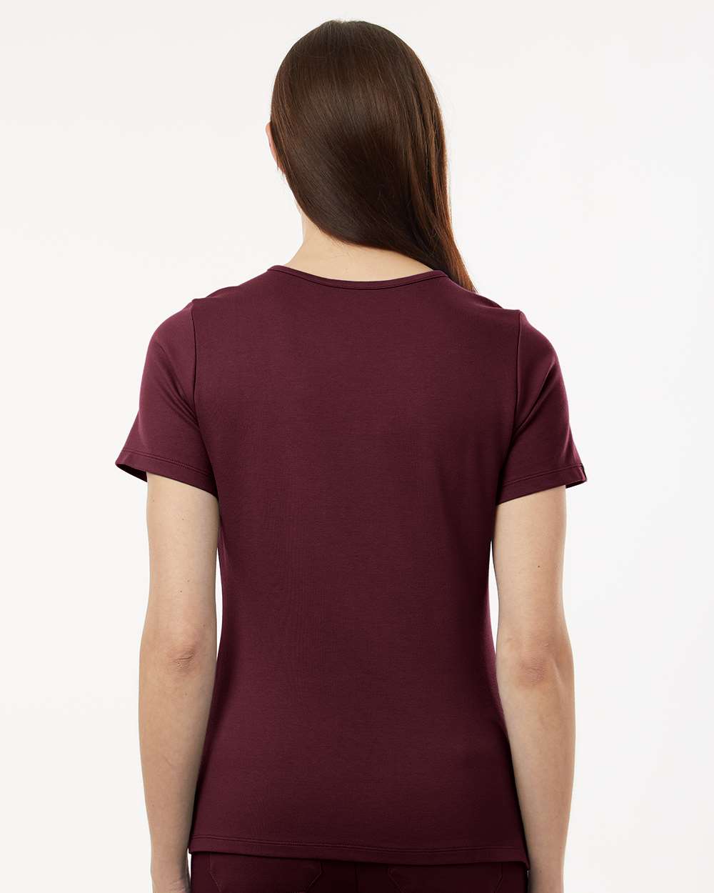 Women's Cesi Ultrasoft Scrub V-Neck Top - OnModelBack - B01145521 - Burgundy