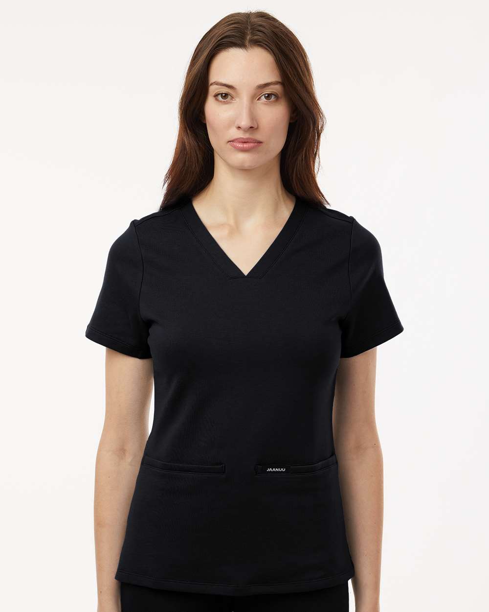 Women's Cesi Ultrasoft Scrub V-Neck Top - OnModelFront - B01145501 - Black