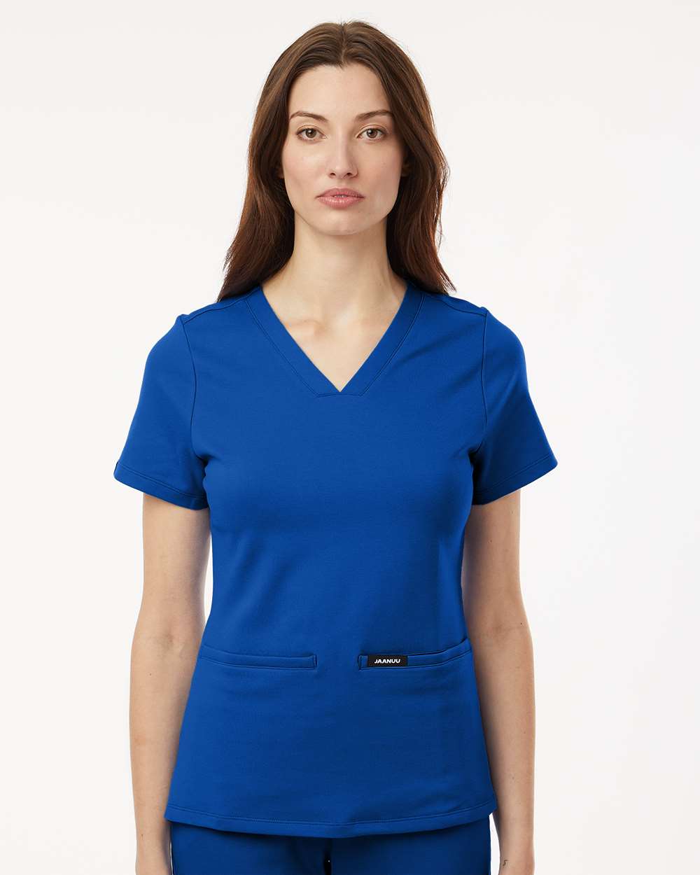 Women's Cesi Ultrasoft Scrub V-Neck Top - OnModelFront - B01145751 - Royal Blue