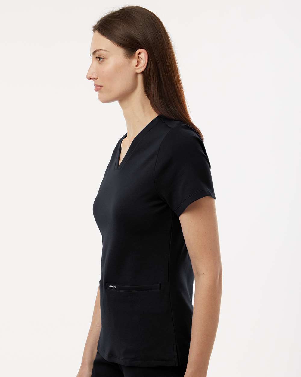 Women's Cesi Ultrasoft Scrub V-Neck Top - OnModelSide - B01145501 - Black