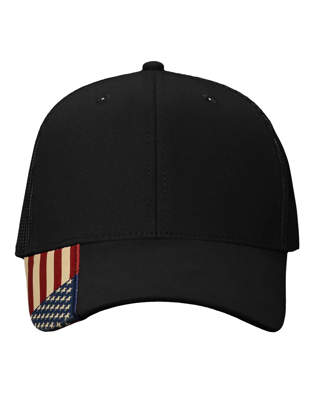 USA Flag Mesh Cap - Front - B31095500 - Black/ USA Mesh