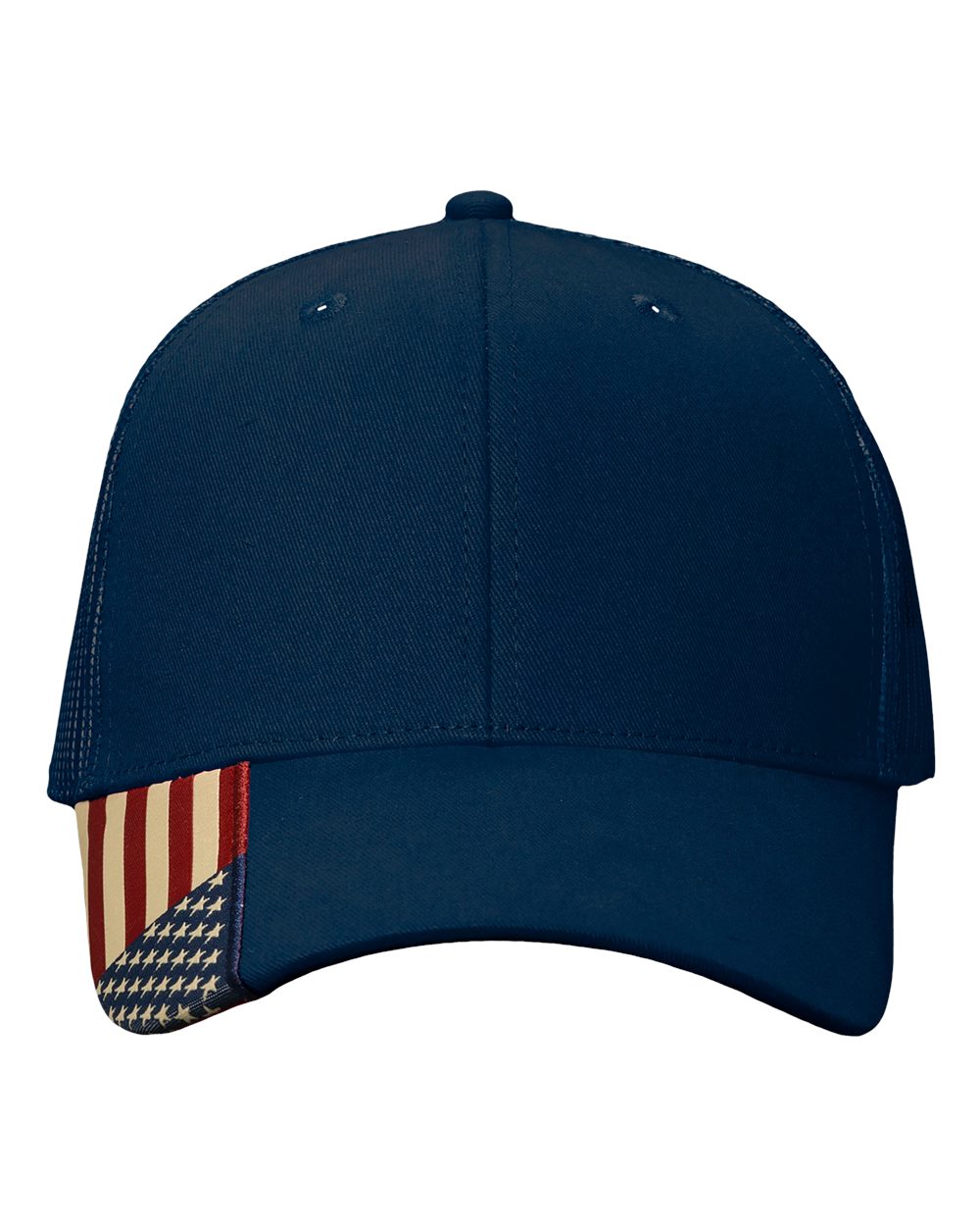 USA Flag Mesh Cap - Front - B31095650 - Navy/ USA Mesh
