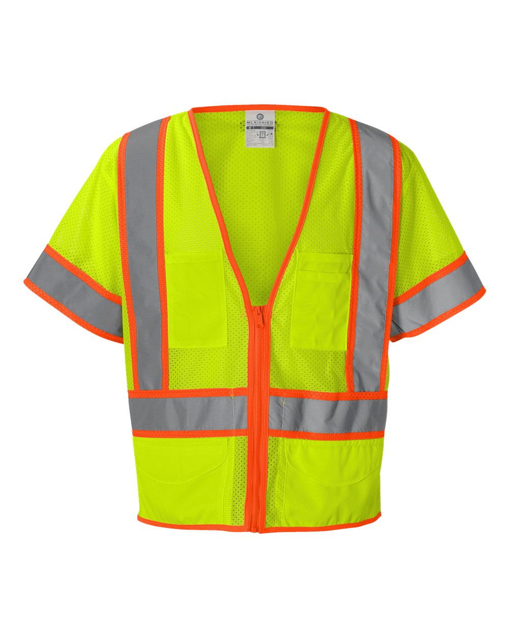 Unisex Ultra-Cool™ Six-Pocket Mesh Surveyor’s Vest - Front - B76629173 - Lime