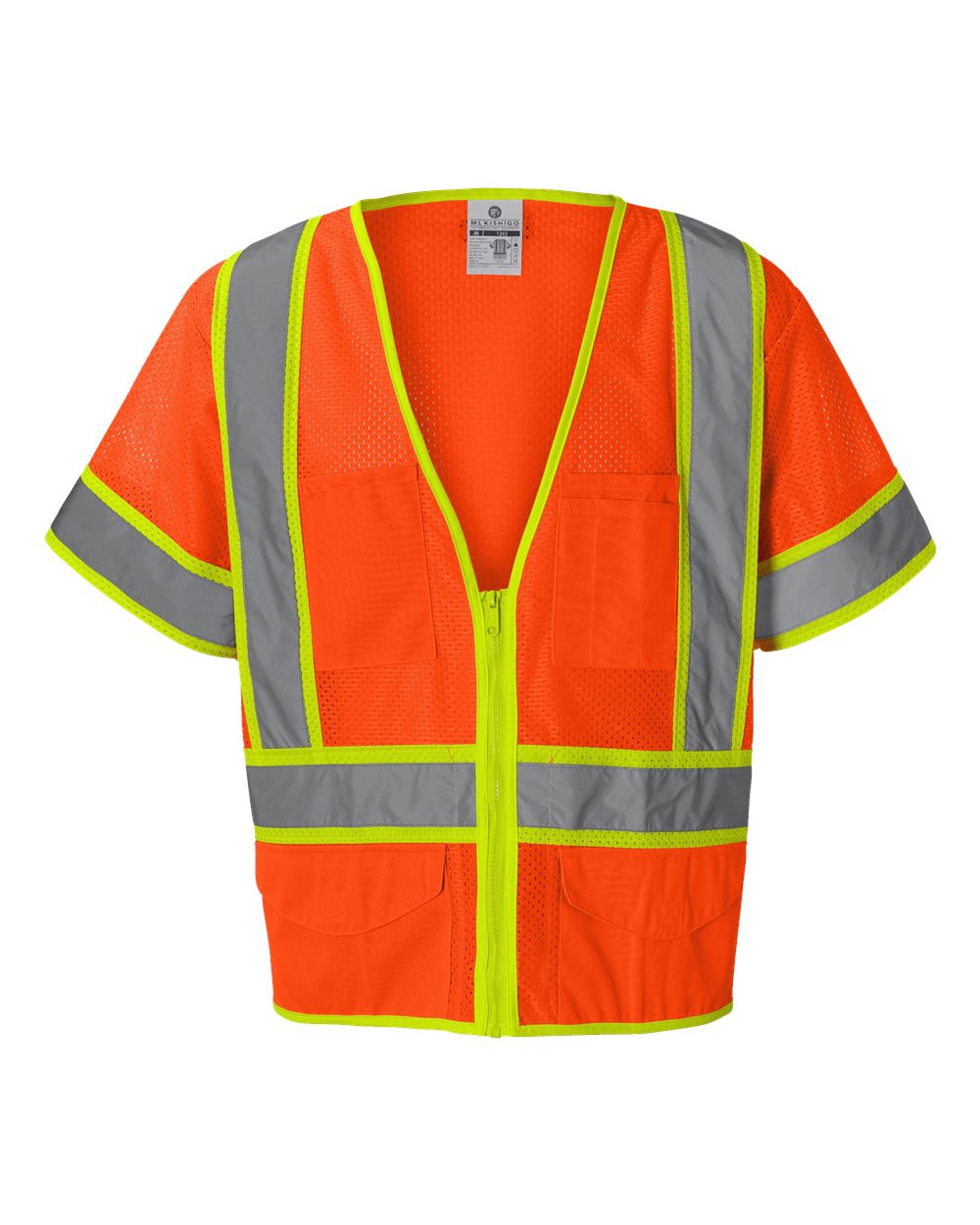 Unisex Ultra-Cool™ Six-Pocket Mesh Surveyor’s Vest - Front - B76629663 - Orange