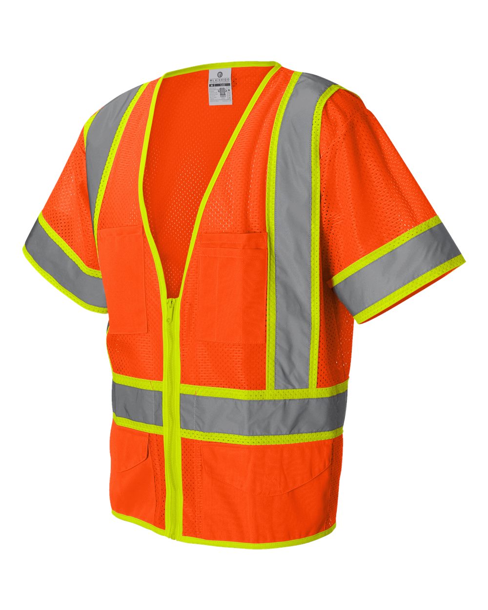 Unisex Ultra-Cool™ Six-Pocket Mesh Surveyor’s Vest - Side - B76629663 - Orange