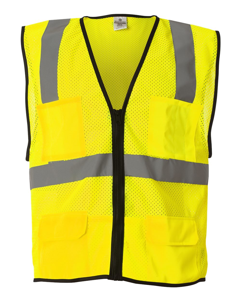 Unisex Economy Mesh 6-Pocket Vest - Front - B86129173 - Lime