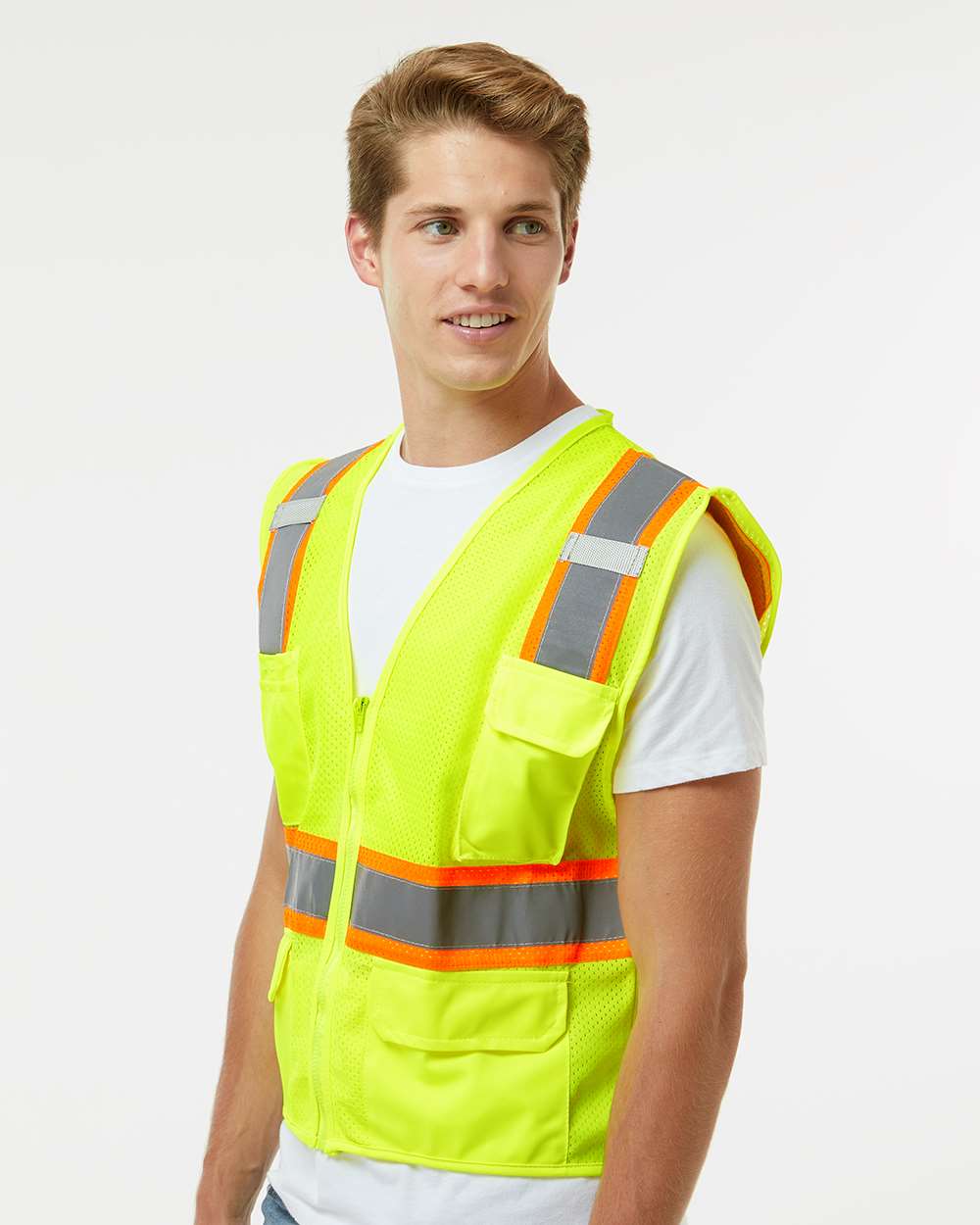 Unisex Ultra-Cool™ Multi-Pocket Vest - OnModelSide - B86329173 - Lime
