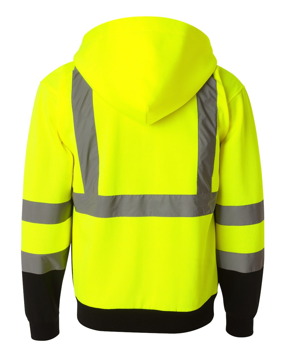 Unisex Hi-Vis Full-Zip Hooded Sweatshirt - Back - B86829174 - Lime