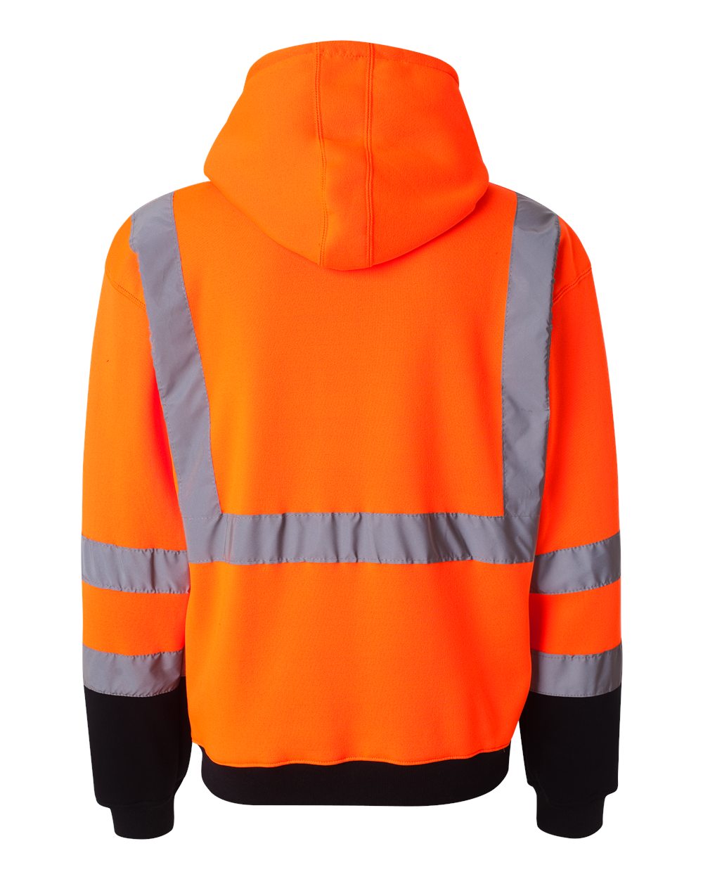 Unisex Hi-Vis Full-Zip Hooded Sweatshirt - Back - B86829664 - Orange