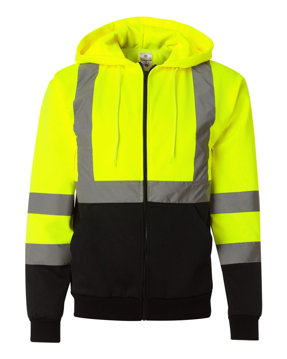 Unisex Hi-Vis Full-Zip Hooded Sweatshirt - Front - B86829174 - Lime
